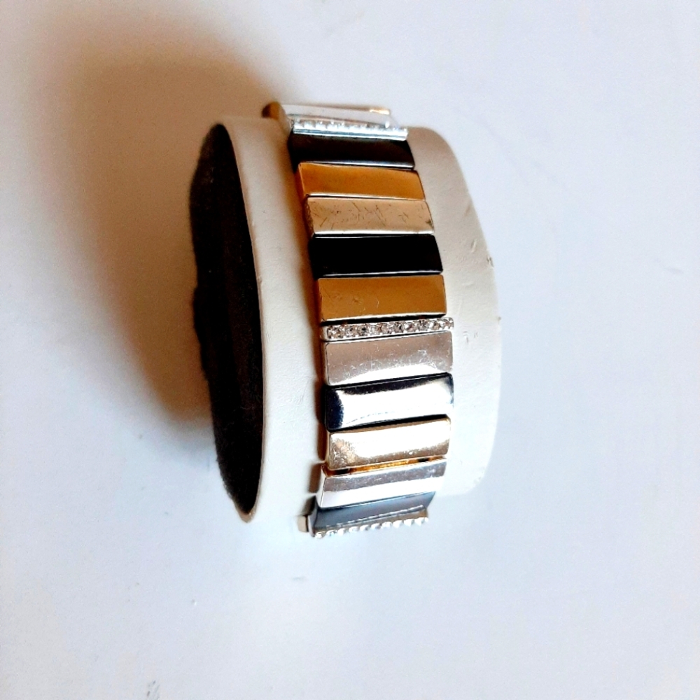 Silver, Gold and Black Bracelet with Modern Design Unisex